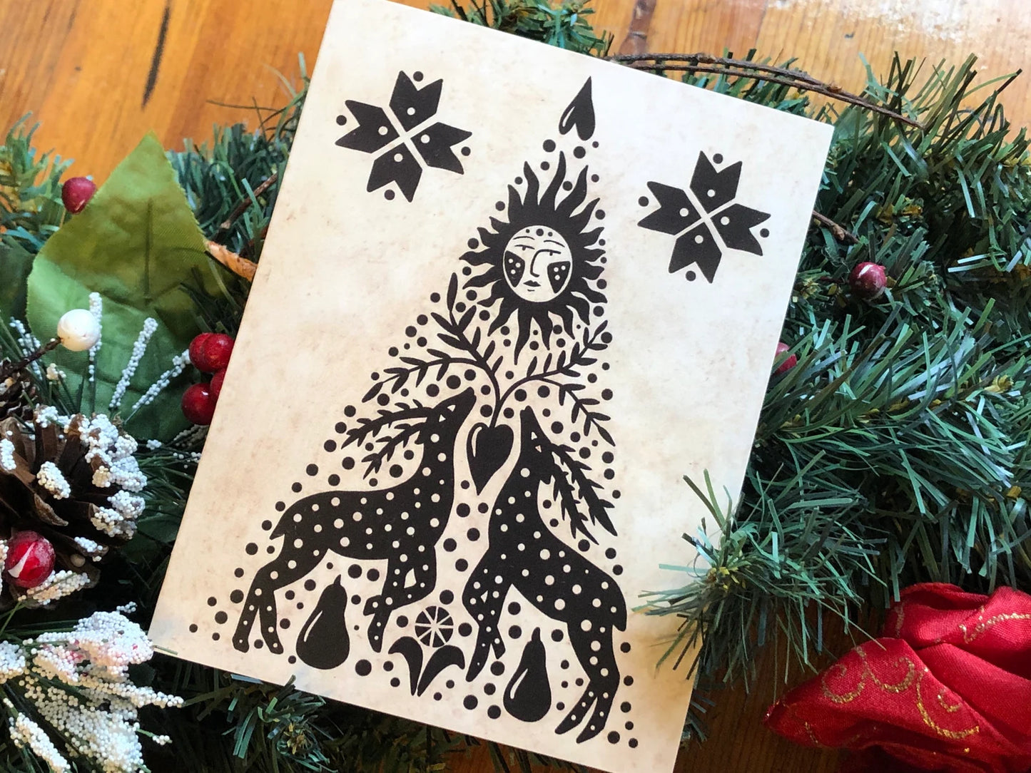 Folk Art Christmas Holiday Cards | Winter Solstice Cards | Scandinavian Cards | Art Christmas Cards | Unique Christmas Cards