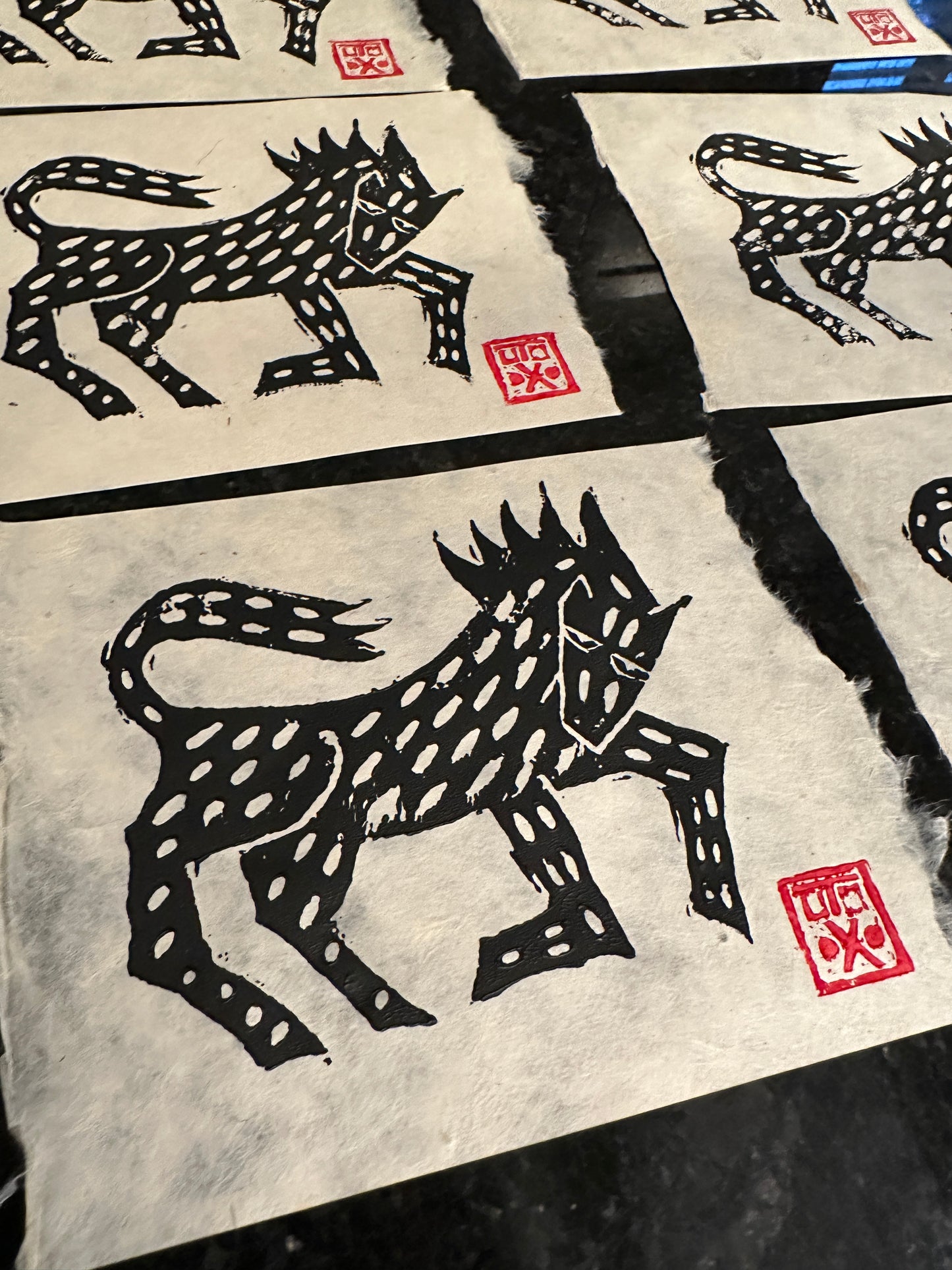 Linocut Horse Print on Washi Paper 6 X 8 Utopian Experiments Folk Art