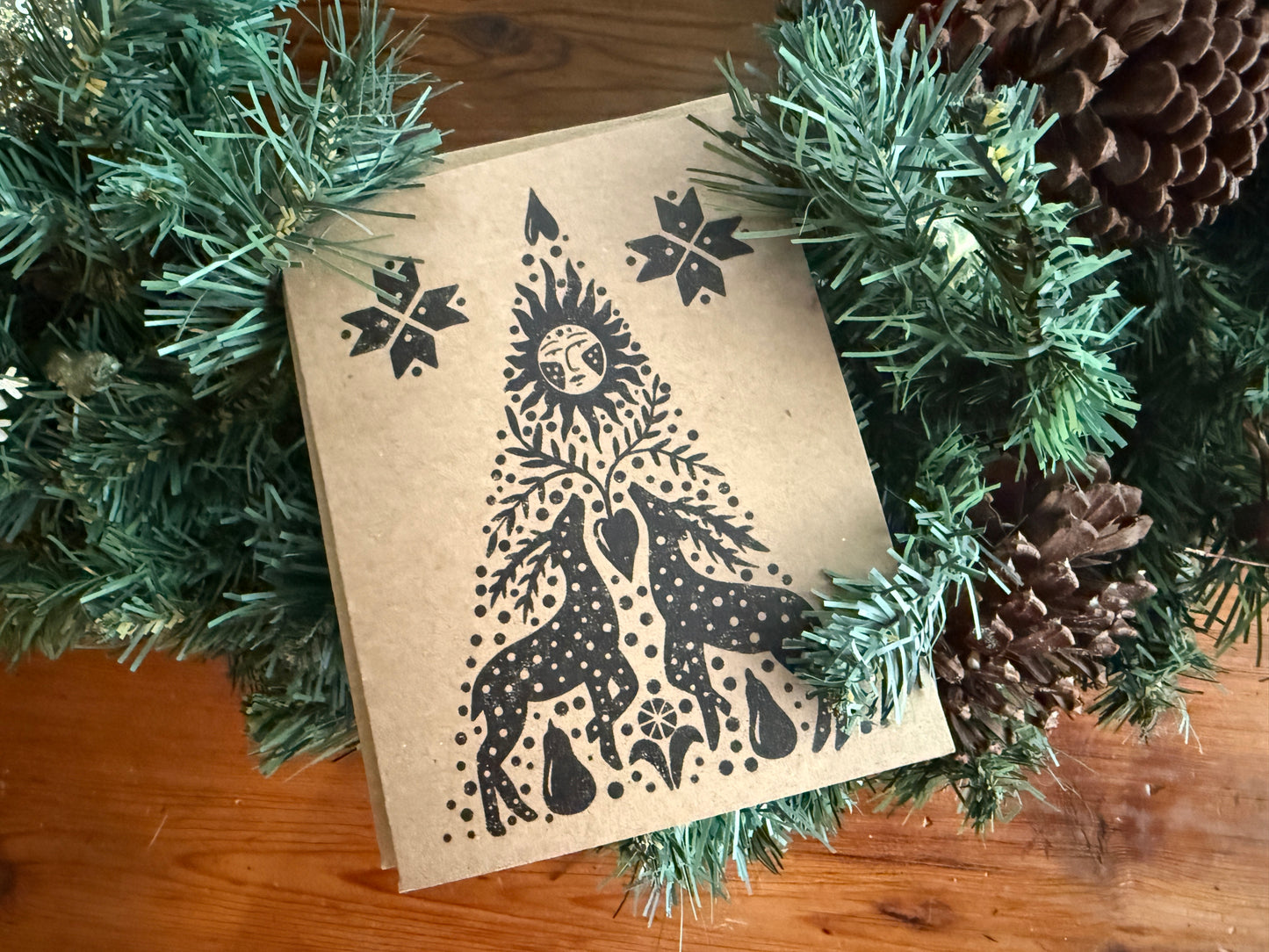 Folk Art Christmas Holiday Cards | Winter Solstice Cards | Scandinavian Cards | Art Christmas Cards | Kraft Christmas Cards