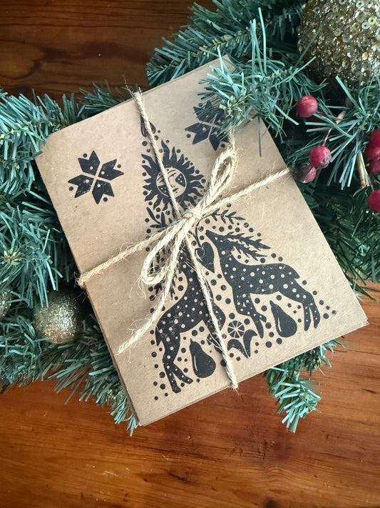 Folk Art Christmas Holiday Cards | Winter Solstice Cards | Scandinavian Cards | Art Christmas Cards | Kraft Christmas Cards