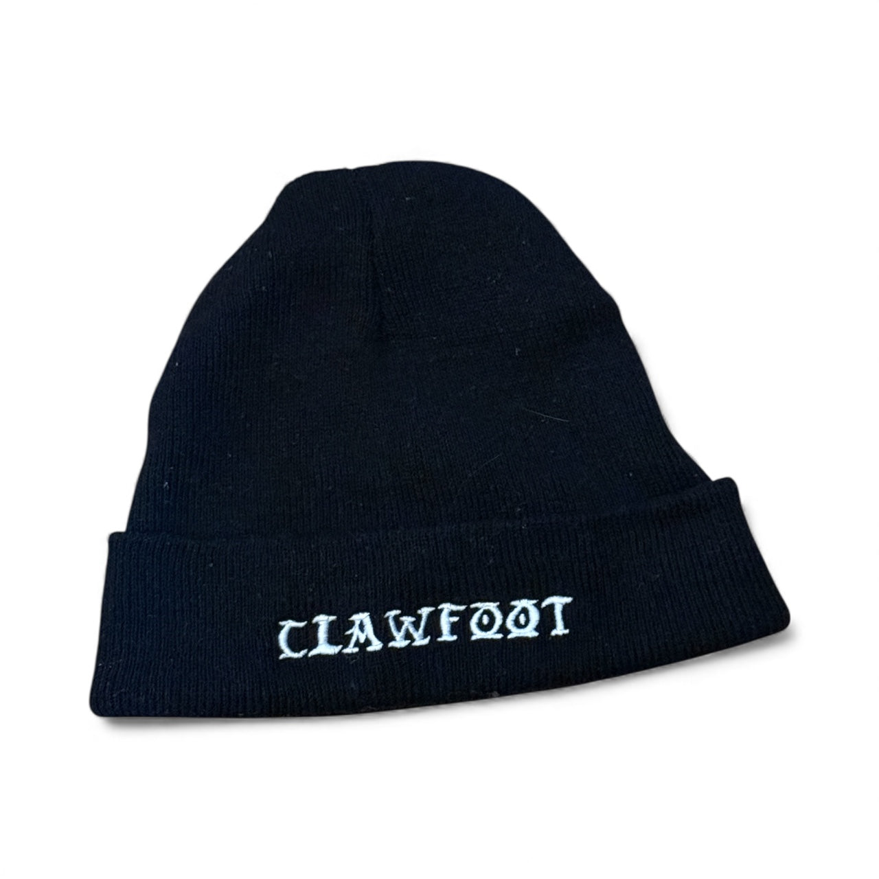 Black Embroidered Clawfoot Beanie