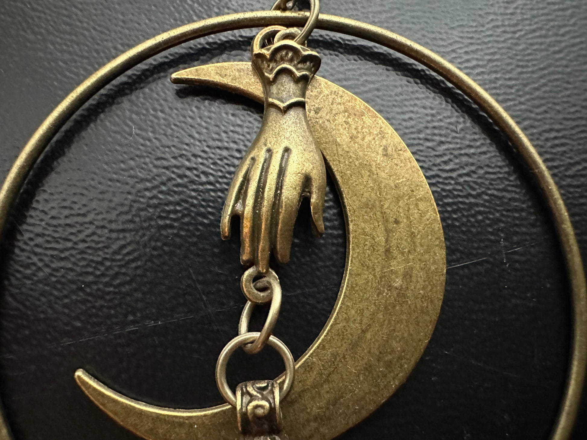 Brass Textured Crescent Earring Charms Raw Brass Moon Pendant